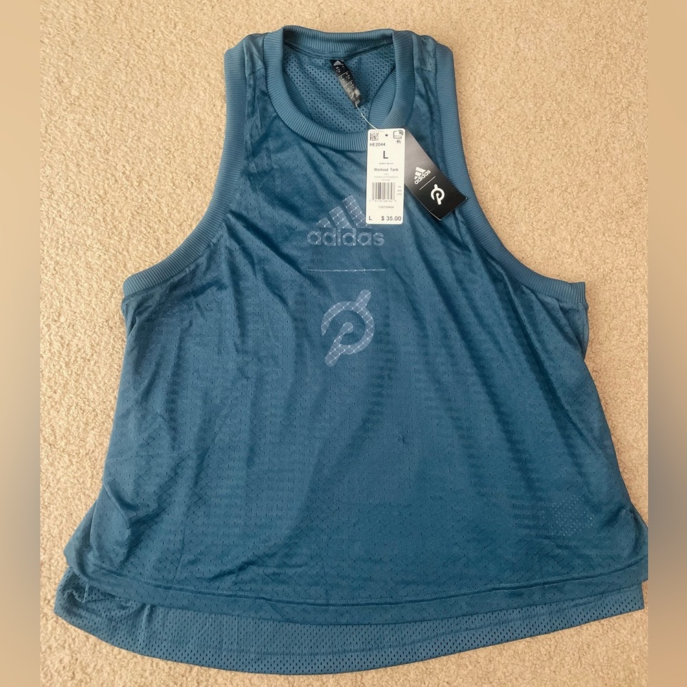 NWT Adidas Peloton netted teal tank. Size L
